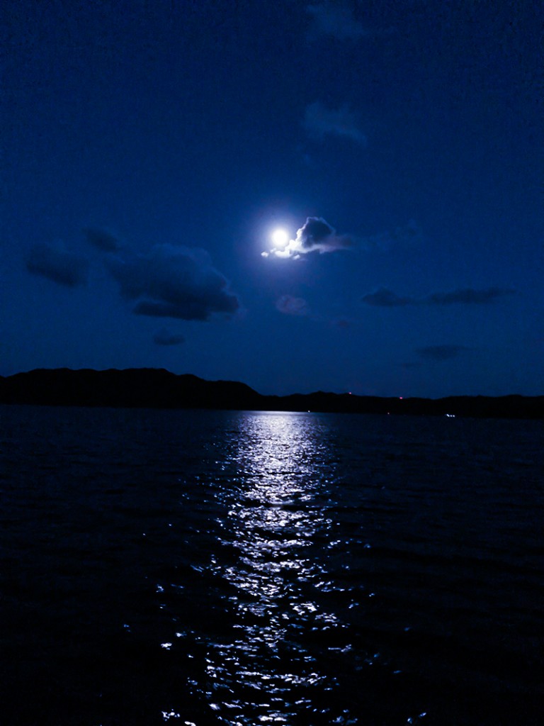 奄美ネイティブシーサンセットクルーズ夜の青い海