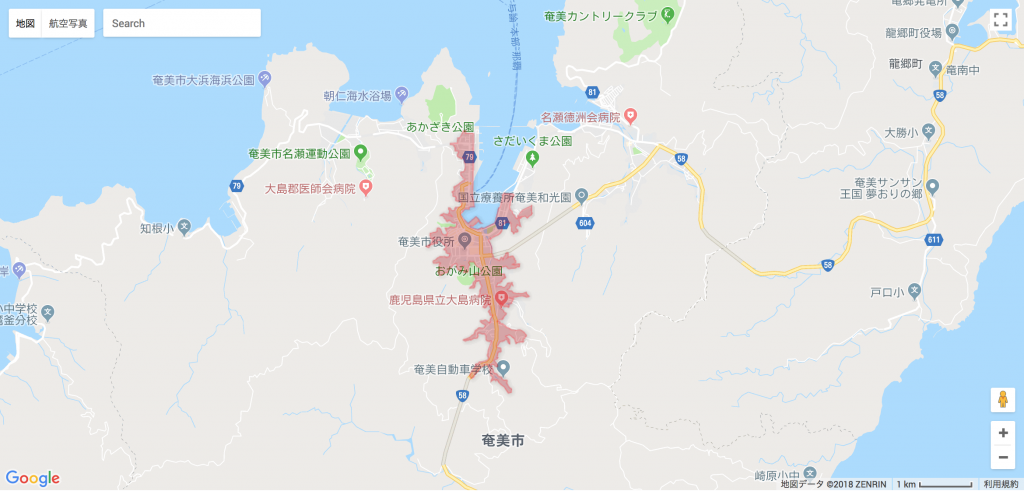 奄美大島名瀬エリア俯瞰地図