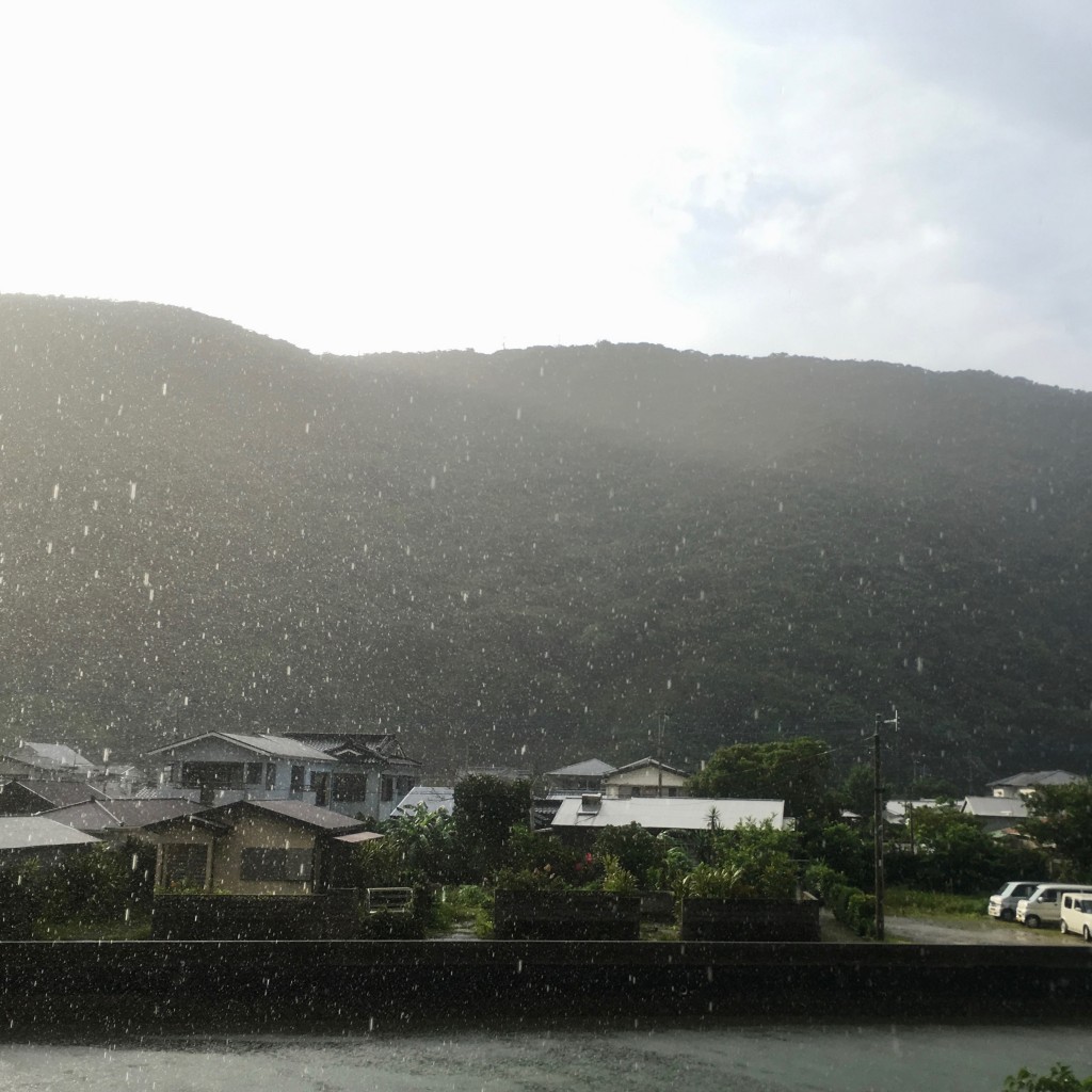 奄美大島で雨が降る様子
